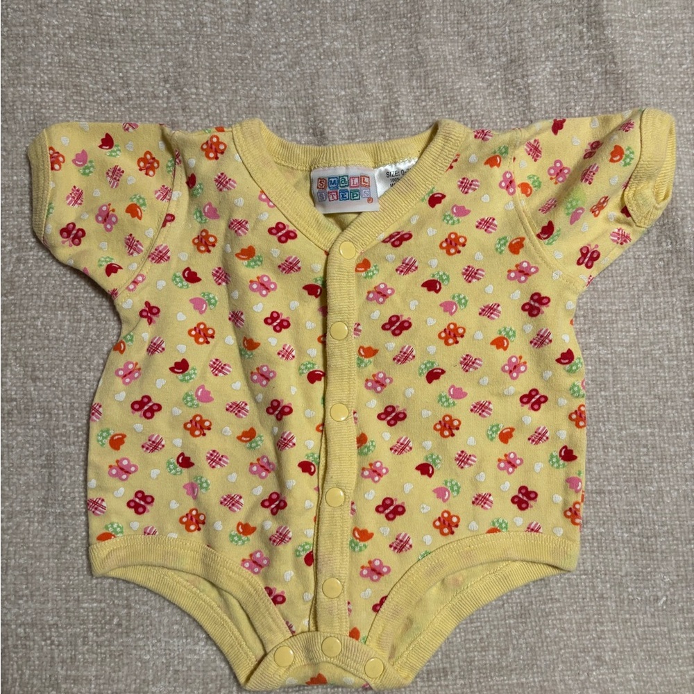 Vintage Small Steps Yellow Floral Baby One-Piece Bodysuit